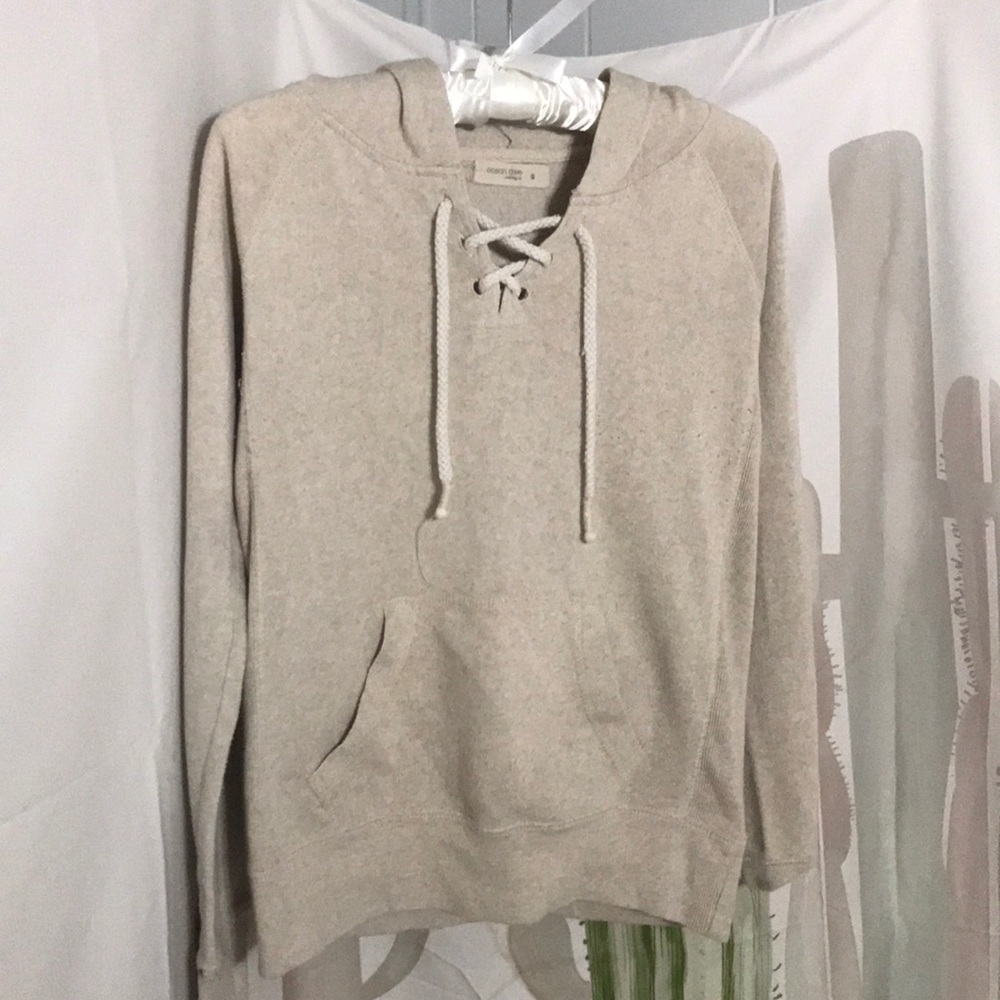 ivory beach tie up hoodie/ sweater
